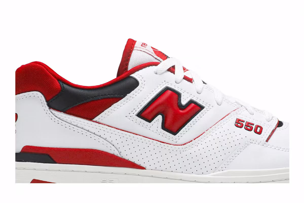 New Balance 550 White Team Red, view 3