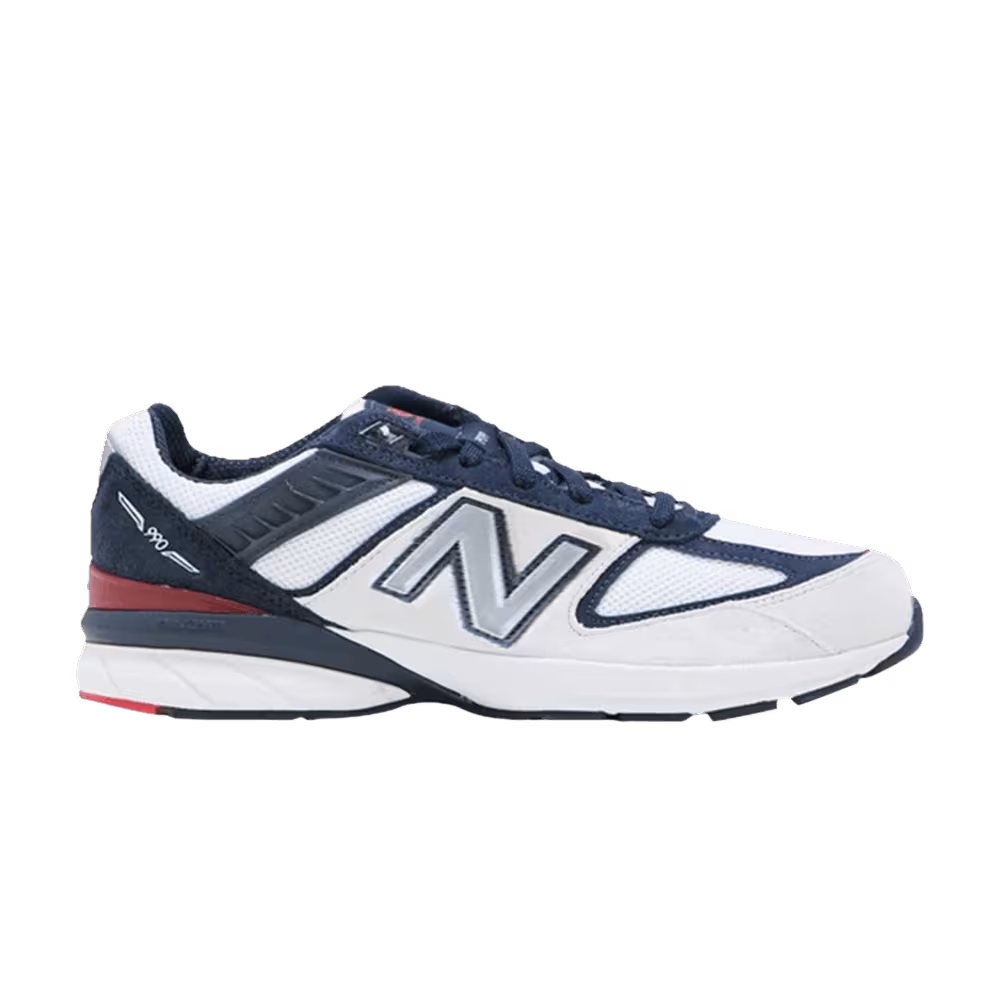 New Balance 990v5 Big Kid White Carbon Red