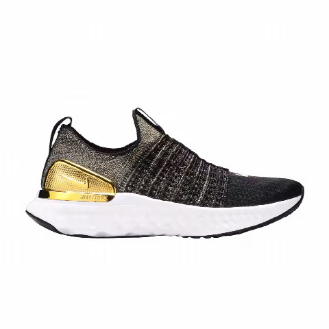 Nike Wmns React Phantom Run Flyknit 2 Premium 'Black Metallic Gold'