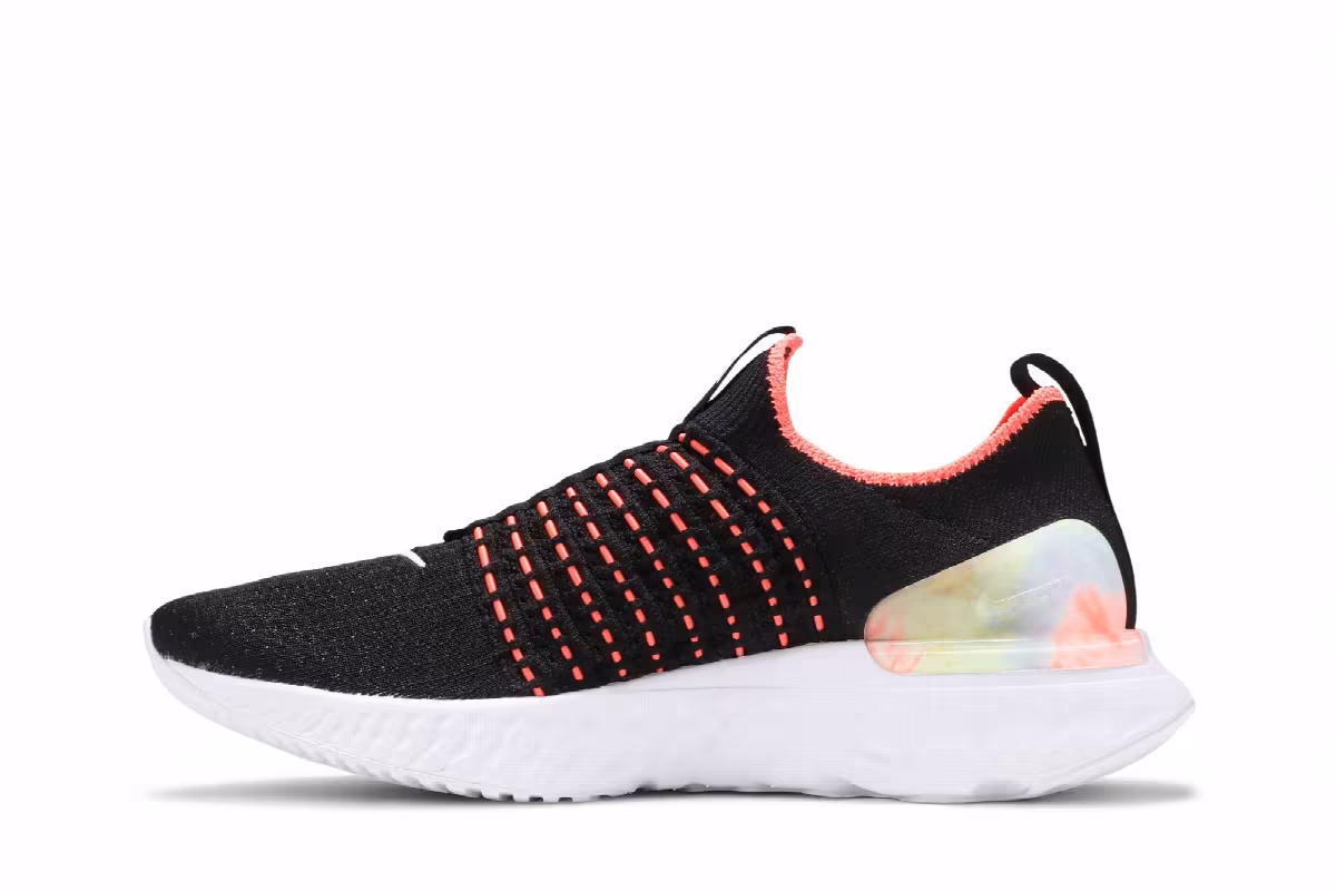 Nike Women's React Phantom Run Flyknit 2 Black Bright Mango, view 4