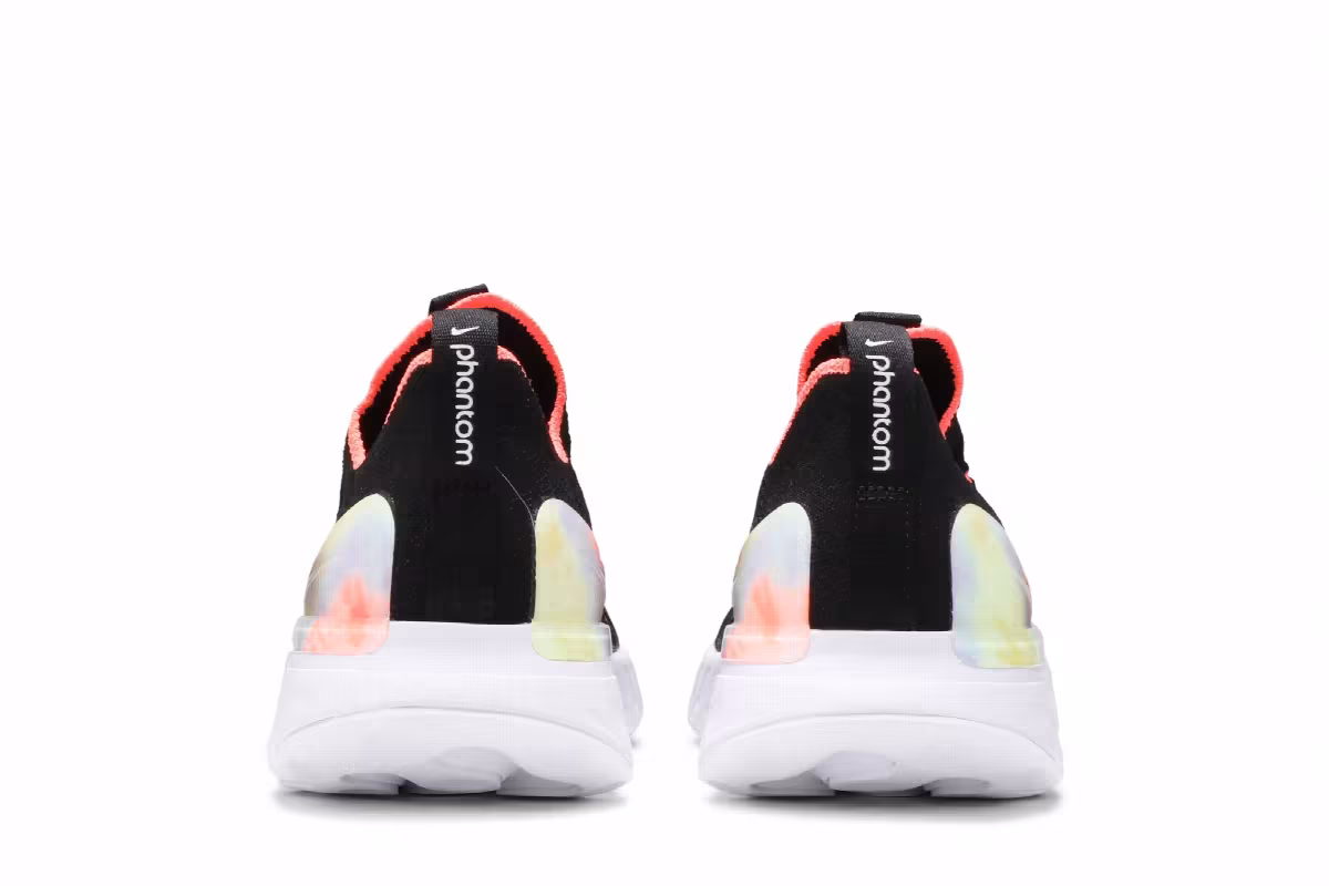 Nike Women's React Phantom Run Flyknit 2 Black Bright Mango, view 7