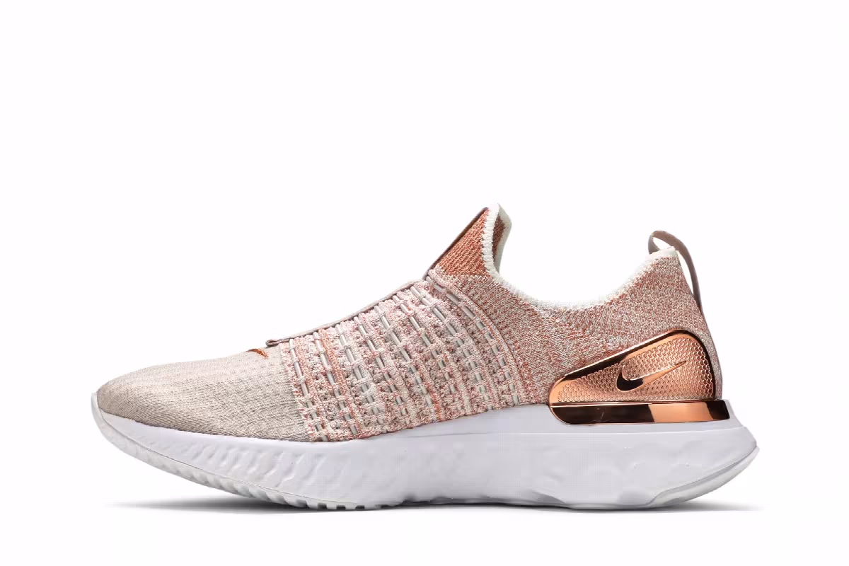 Nike Women's React Phantom Run Flyknit 2 Premium Fossil Stone Metallic Red Bronze, view 4