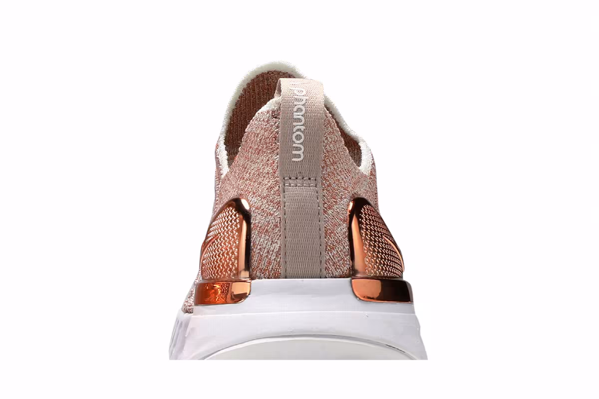 Nike Women's React Phantom Run Flyknit 2 Premium Fossil Stone Metallic Red Bronze, view 8