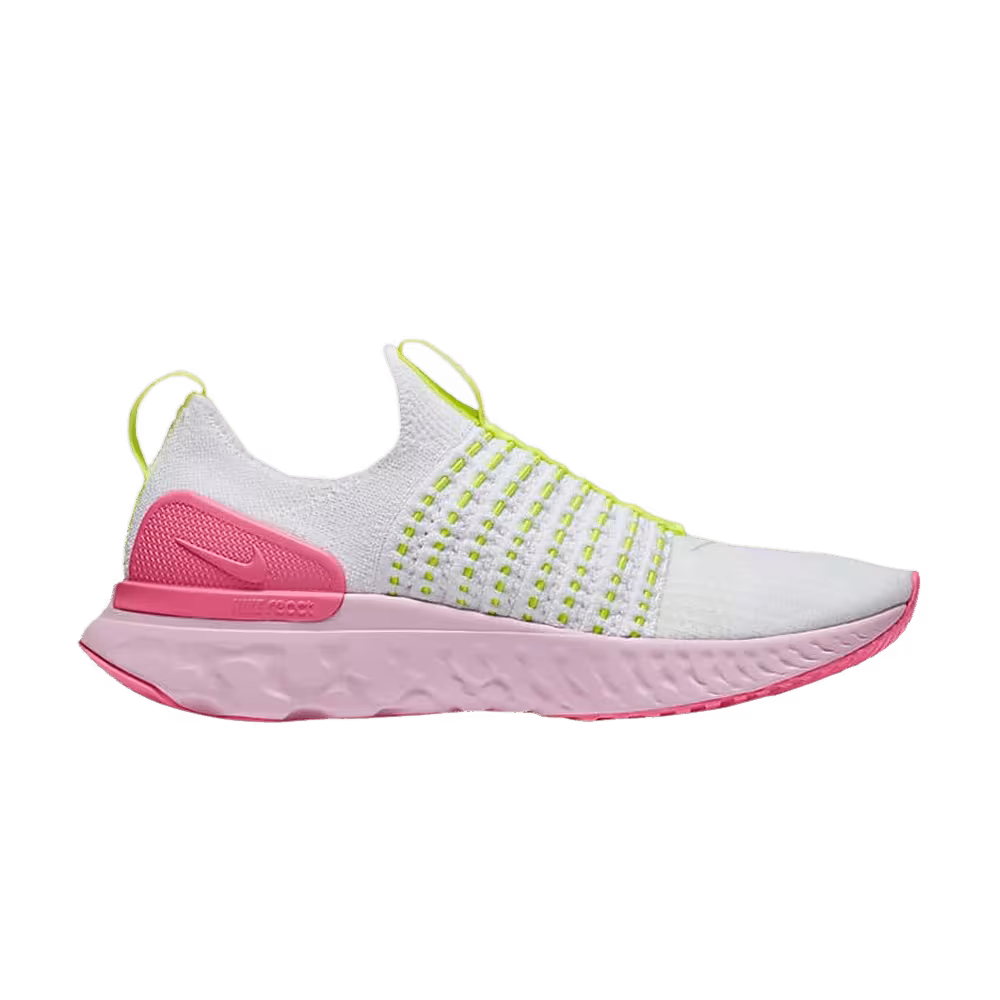 Nike Women's React Phantom Run Flyknit 2 White Volt Pink Glow