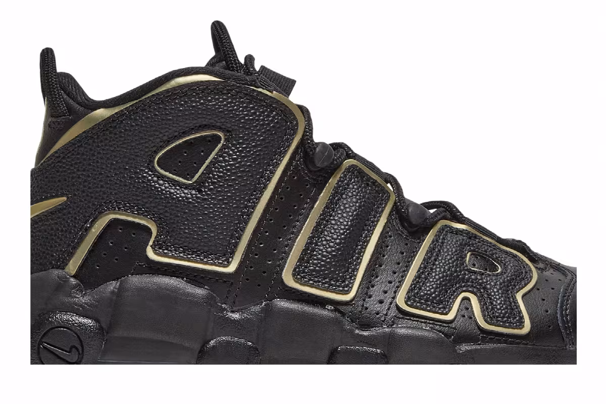 Nike Air More Uptempo GS Black Metallic Gold Star, view 3