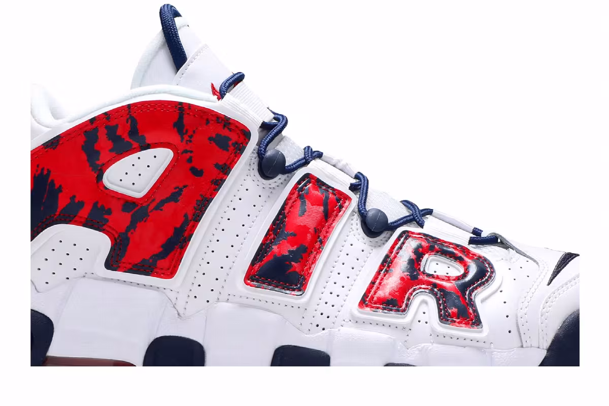 Nike Air More Uptempo Red Navy Camo, view 3