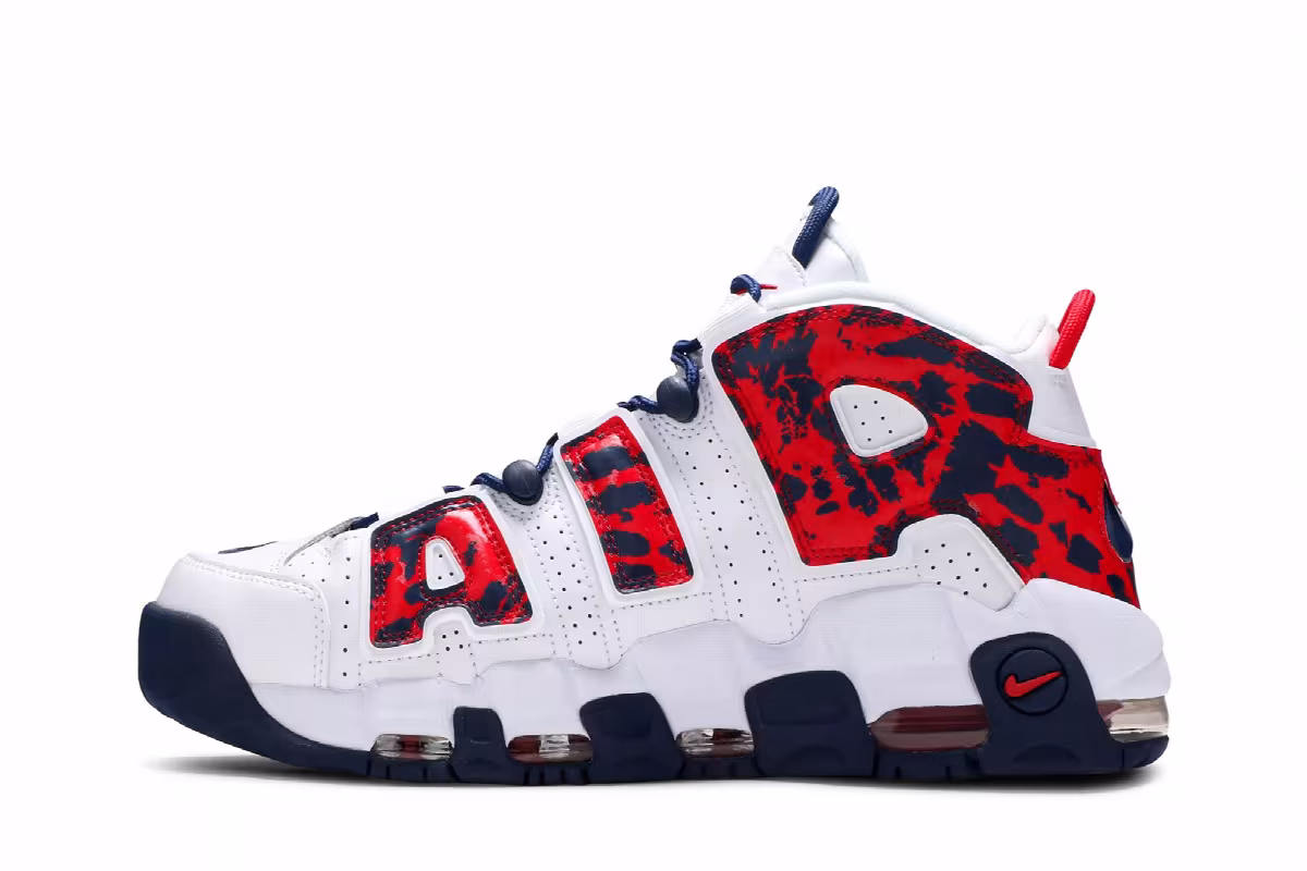 Nike Air More Uptempo Red Navy Camo, view 4