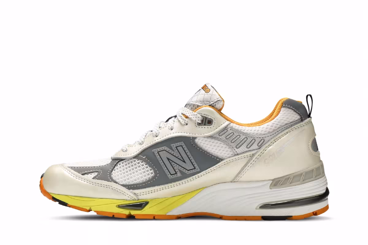 Aries x New Balance 991 Made In England Orange Silver, view 4