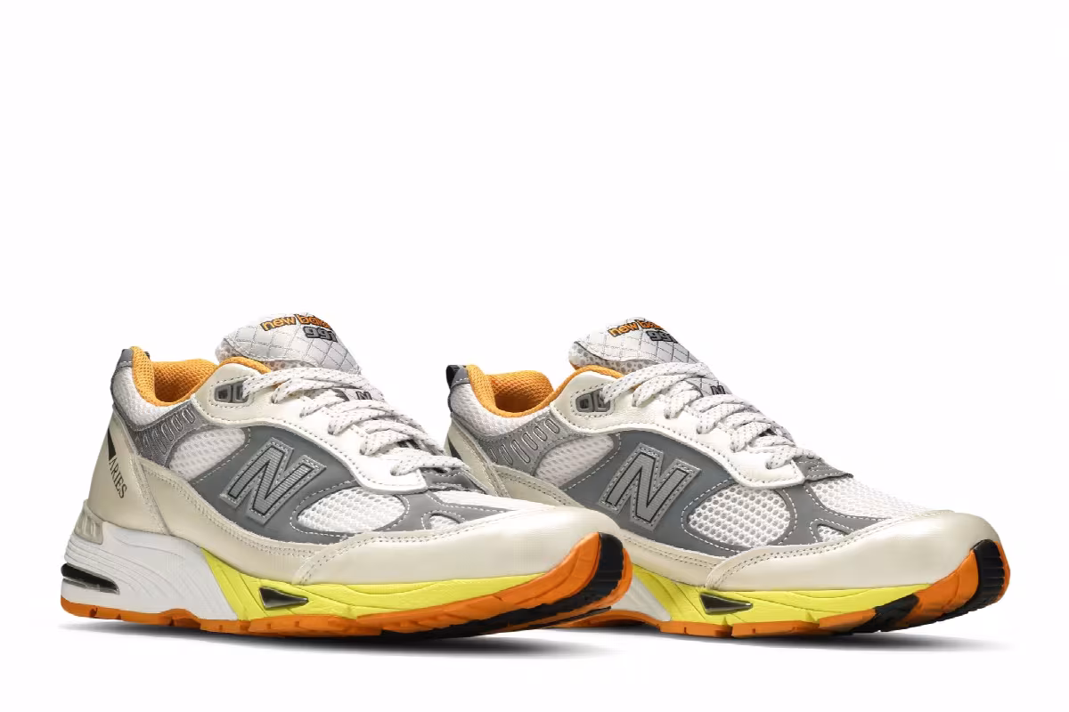 Aries x New Balance 991 Made In England Orange Silver, view 9
