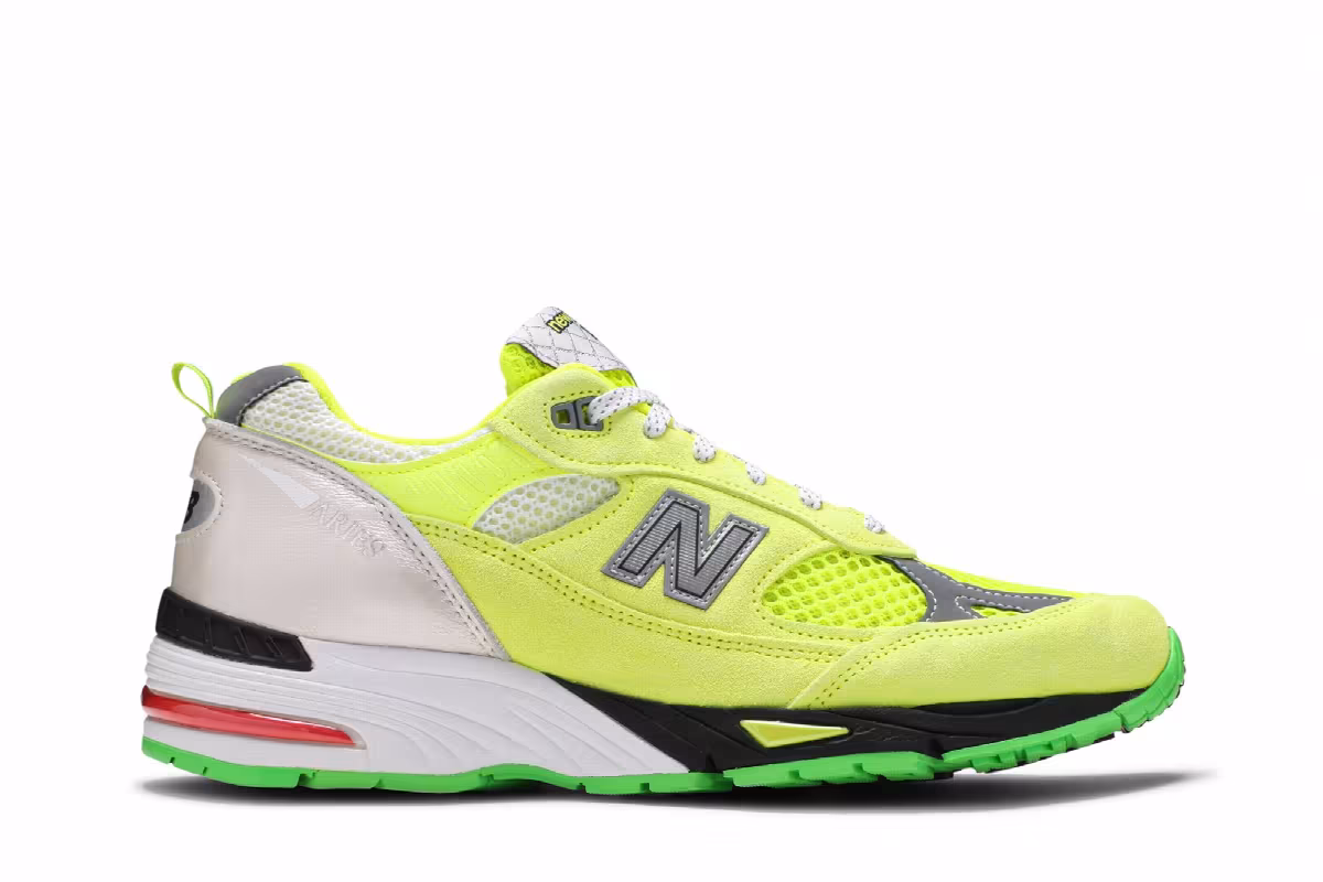 Aries x New Balance 991 Made in England Neon Yellow, view 2