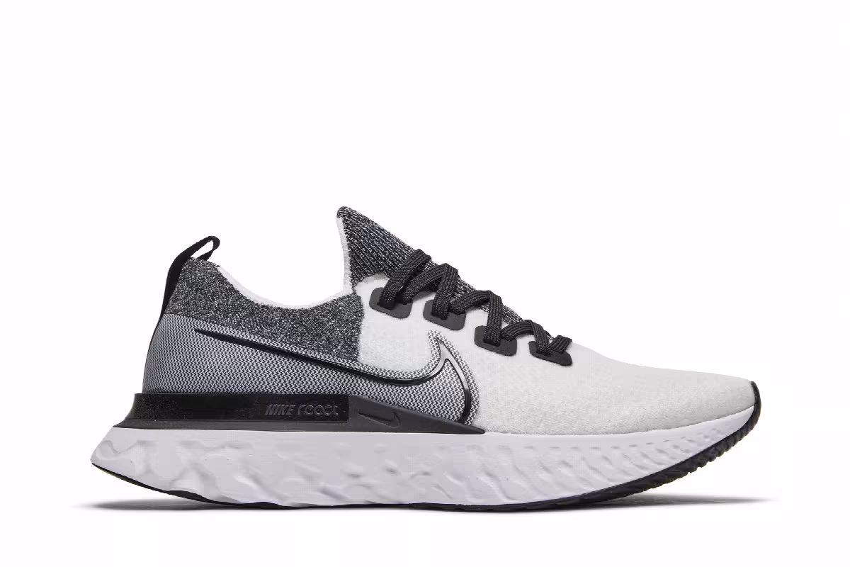 Nike React Infinity Run Flyknit Black White, view 2