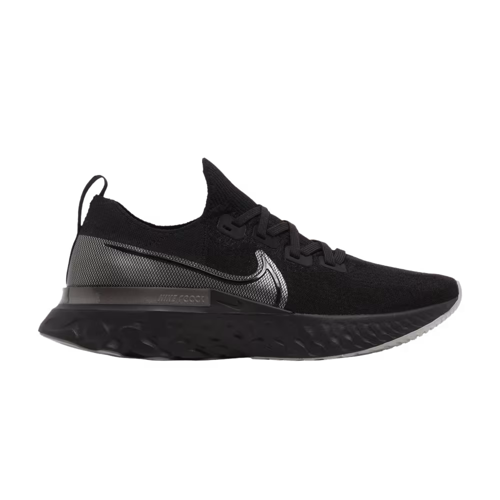 Nike React Infinity Run Flyknit Black Metallic Silver