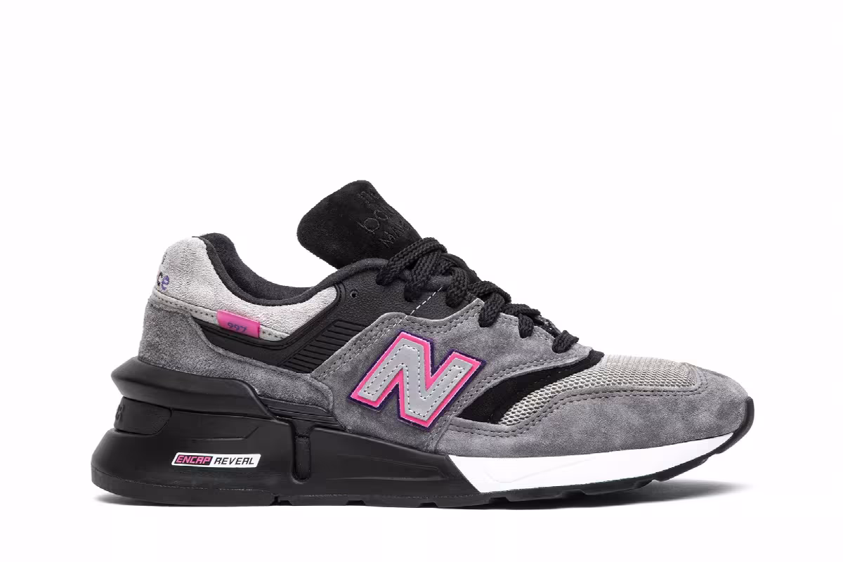 Kith x United Arrows & Sons x New Balance 997S Fusion Grey Black Pink, view 2
