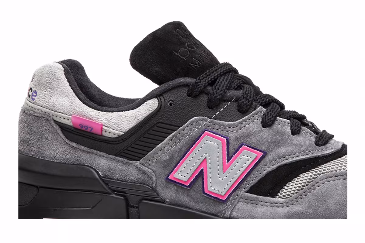 Kith x United Arrows & Sons x New Balance 997S Fusion Grey Black Pink, view 3