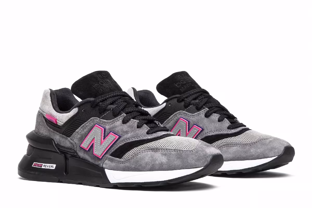 Kith x United Arrows & Sons x New Balance 997S Fusion Grey Black Pink, view 9