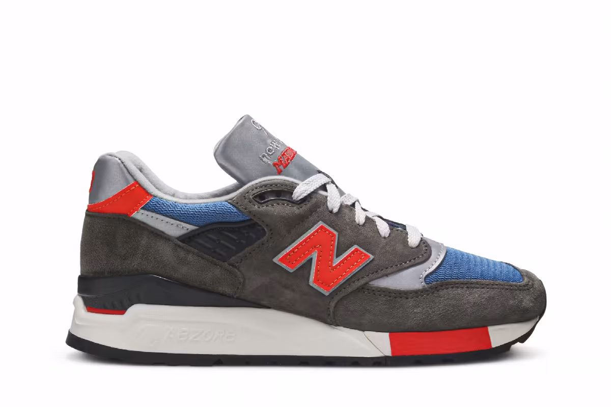 J. Crew x New Balance 998 Made in USA Grey Blue Orange, view 2