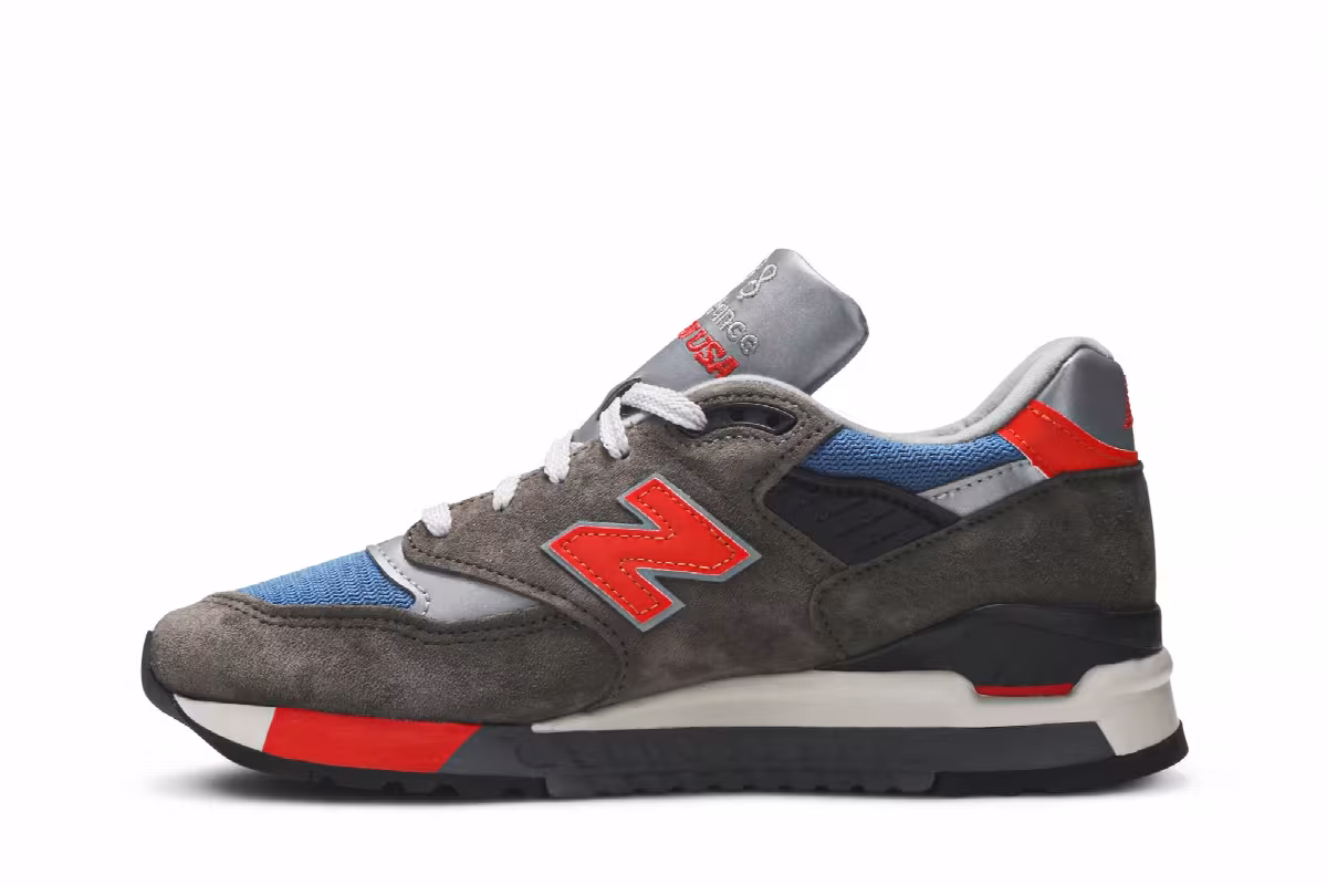 J. Crew x New Balance 998 Made in USA Grey Blue Orange, view 4