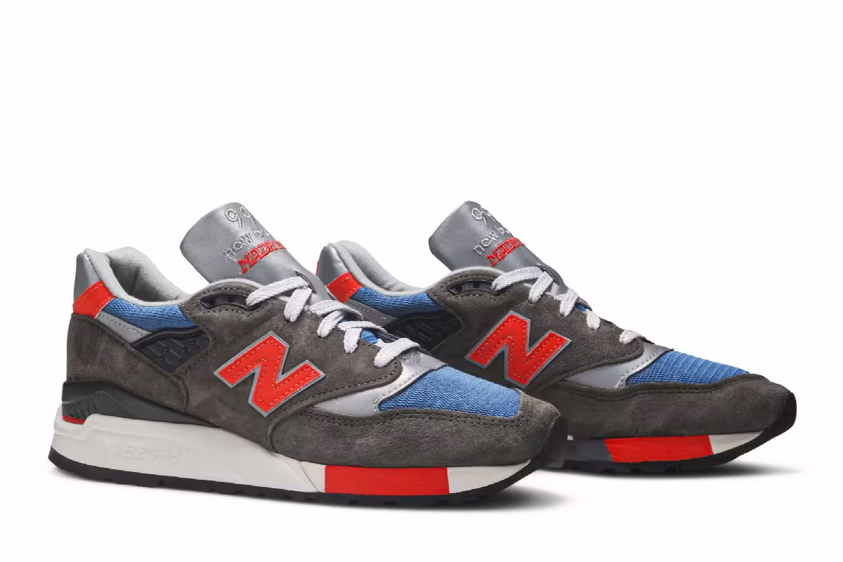 J. Crew x New Balance 998 Made in USA Grey Blue Orange, view 9