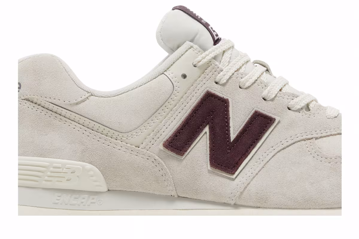 New Balance 574 Bone White Burgundy, view 3