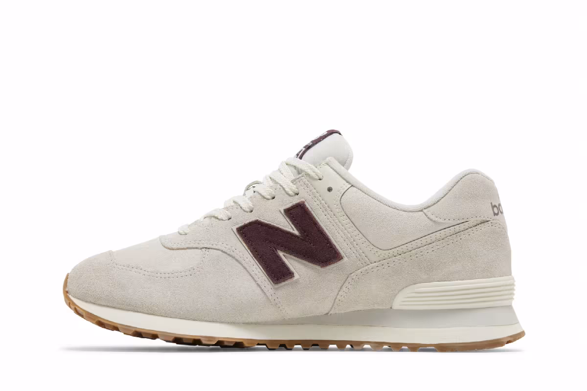 New Balance 574 Bone White Burgundy, view 4
