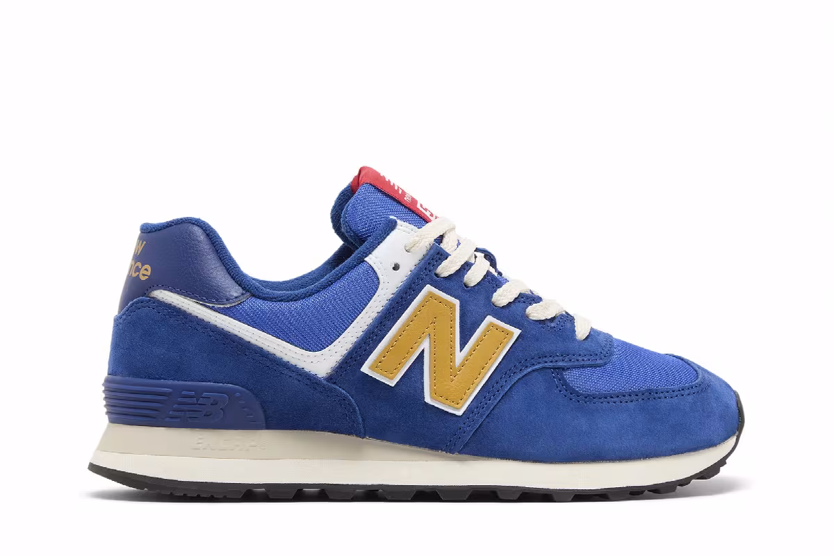 New Balance 574 Royal Blue Gold, view 2