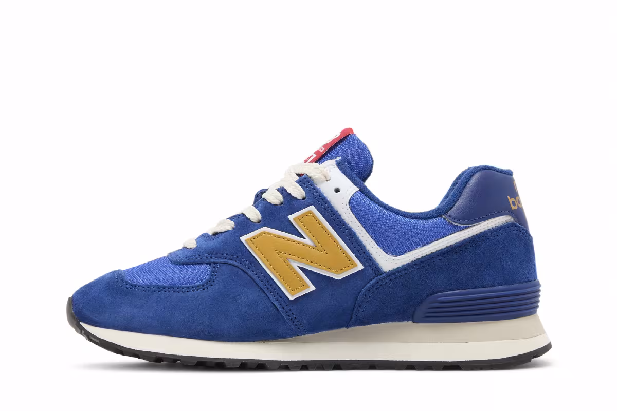 New Balance 574 Royal Blue Gold, view 4