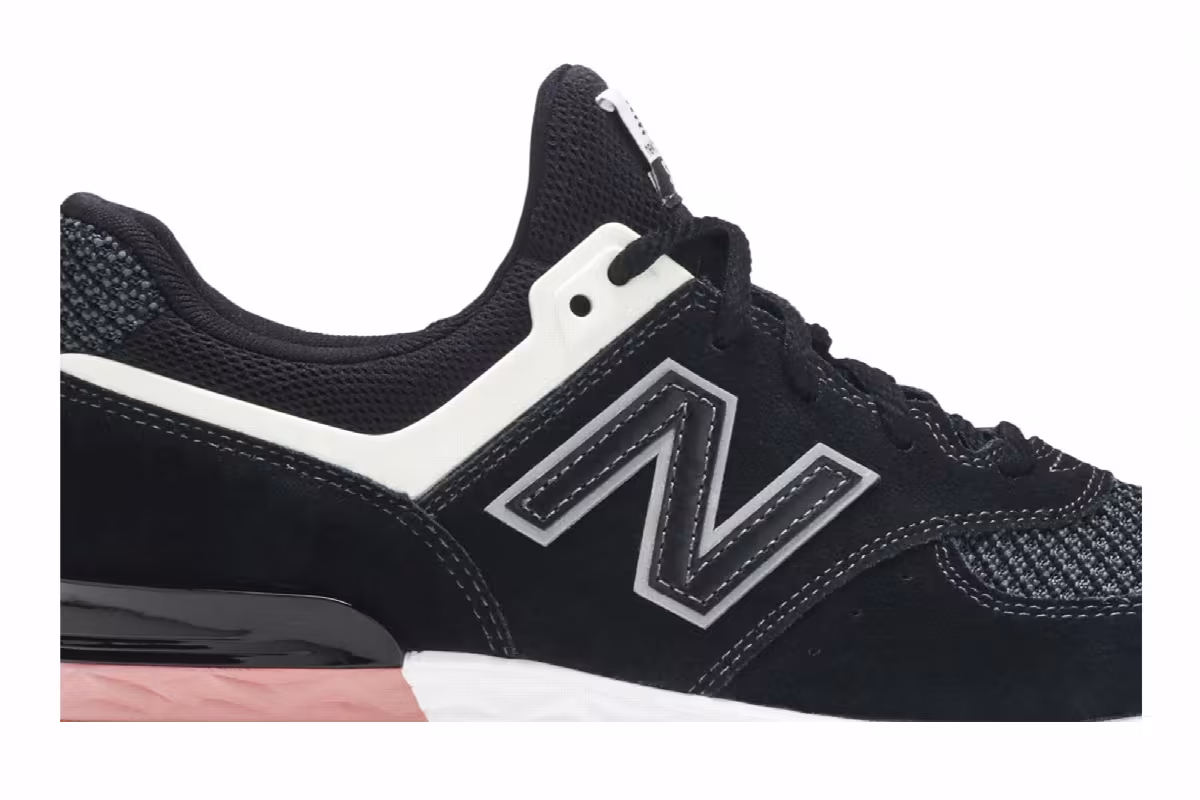 New Balance 574 Black White Pink, view 3