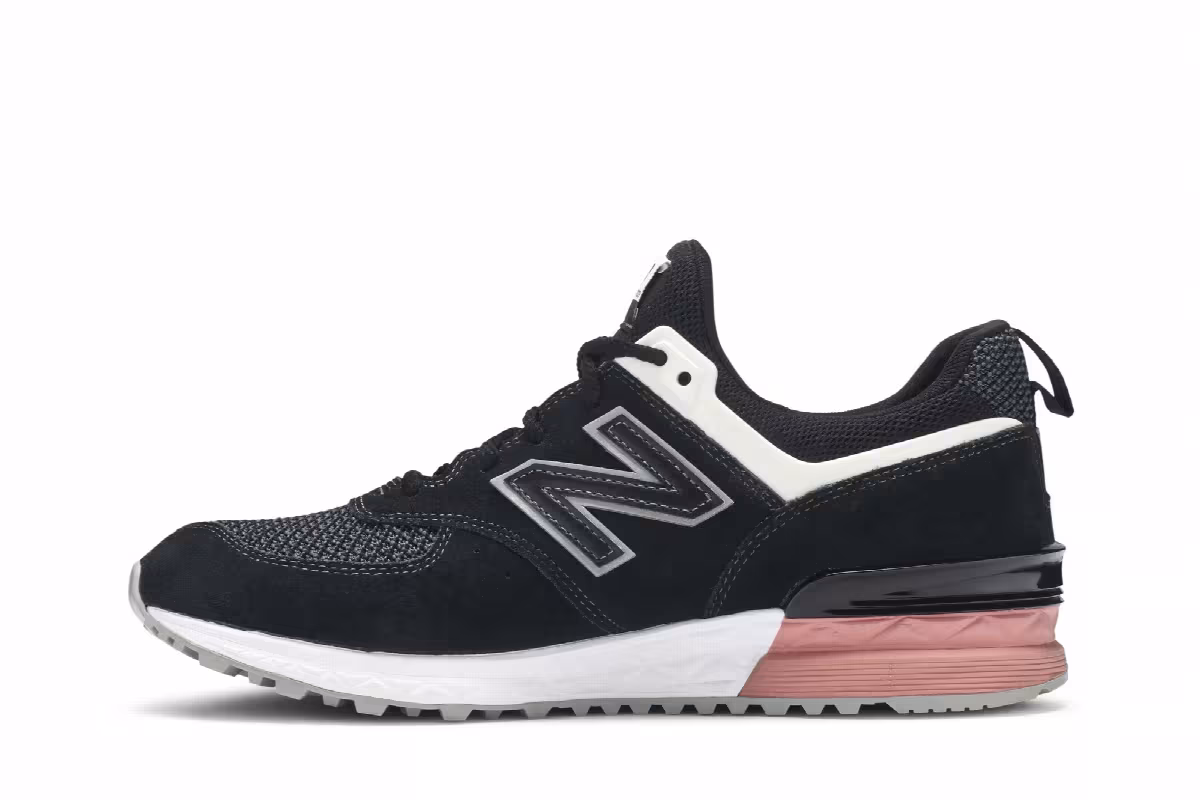 New Balance 574 Black White Pink, view 4