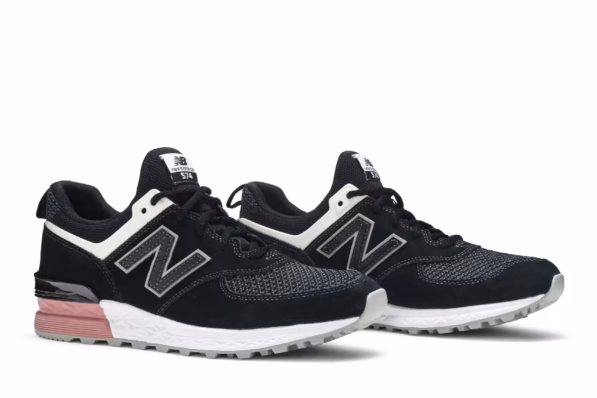 New Balance 574 Black White Pink, view 9