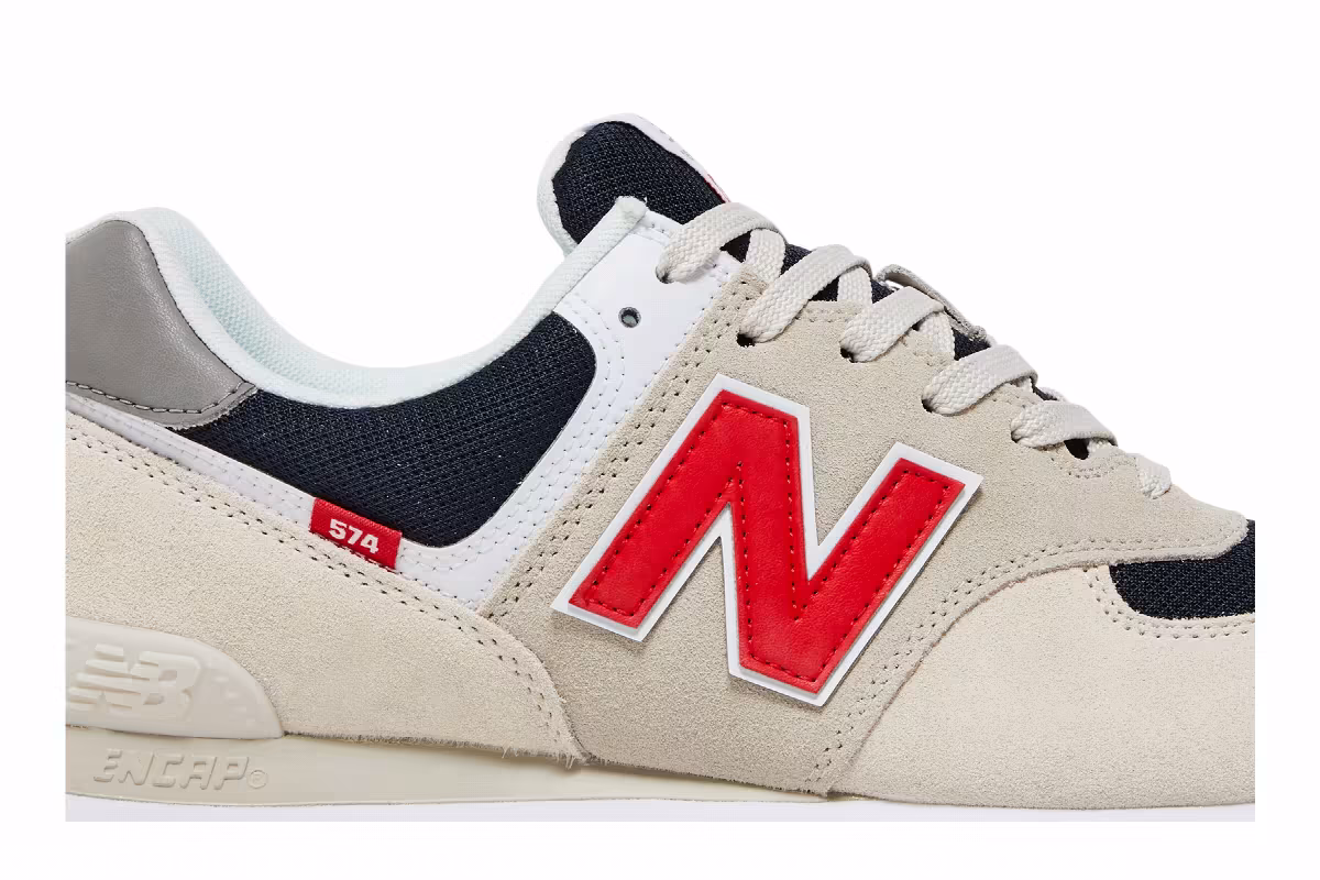 New Balance 574 Beige Red Blue, view 3