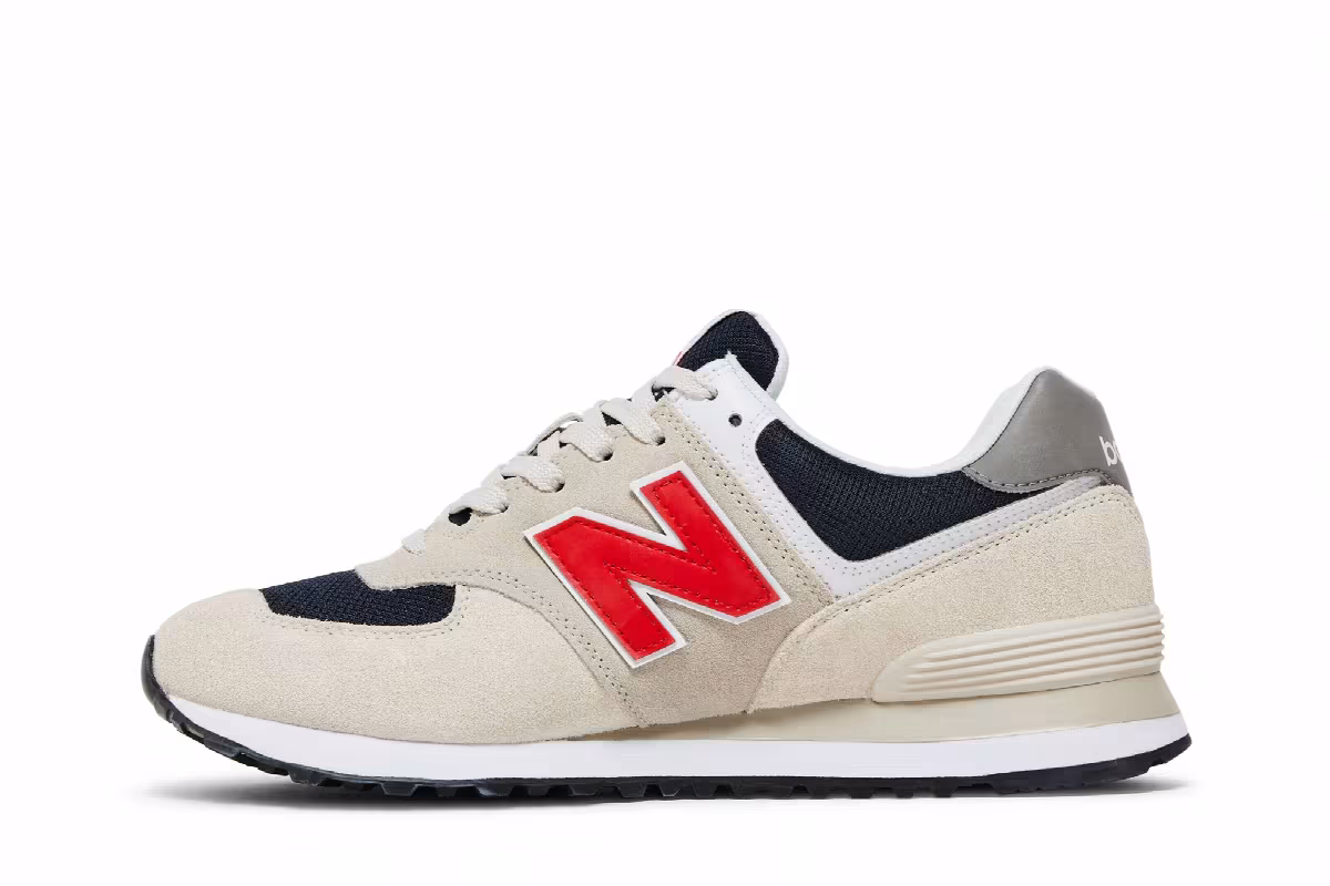 New Balance 574 Beige Red Blue, view 4