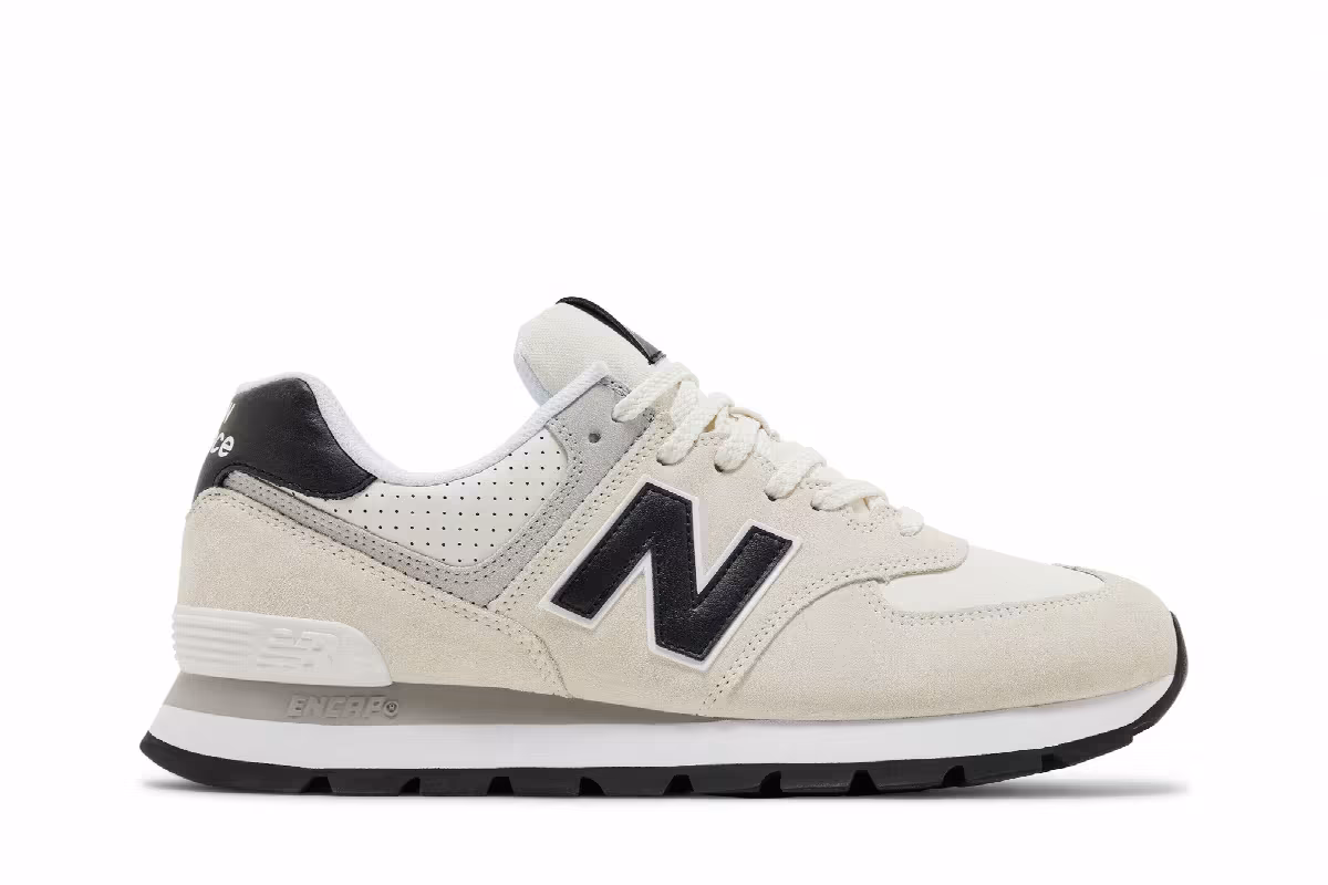 New Balance 574 Rugged White Black, view 2