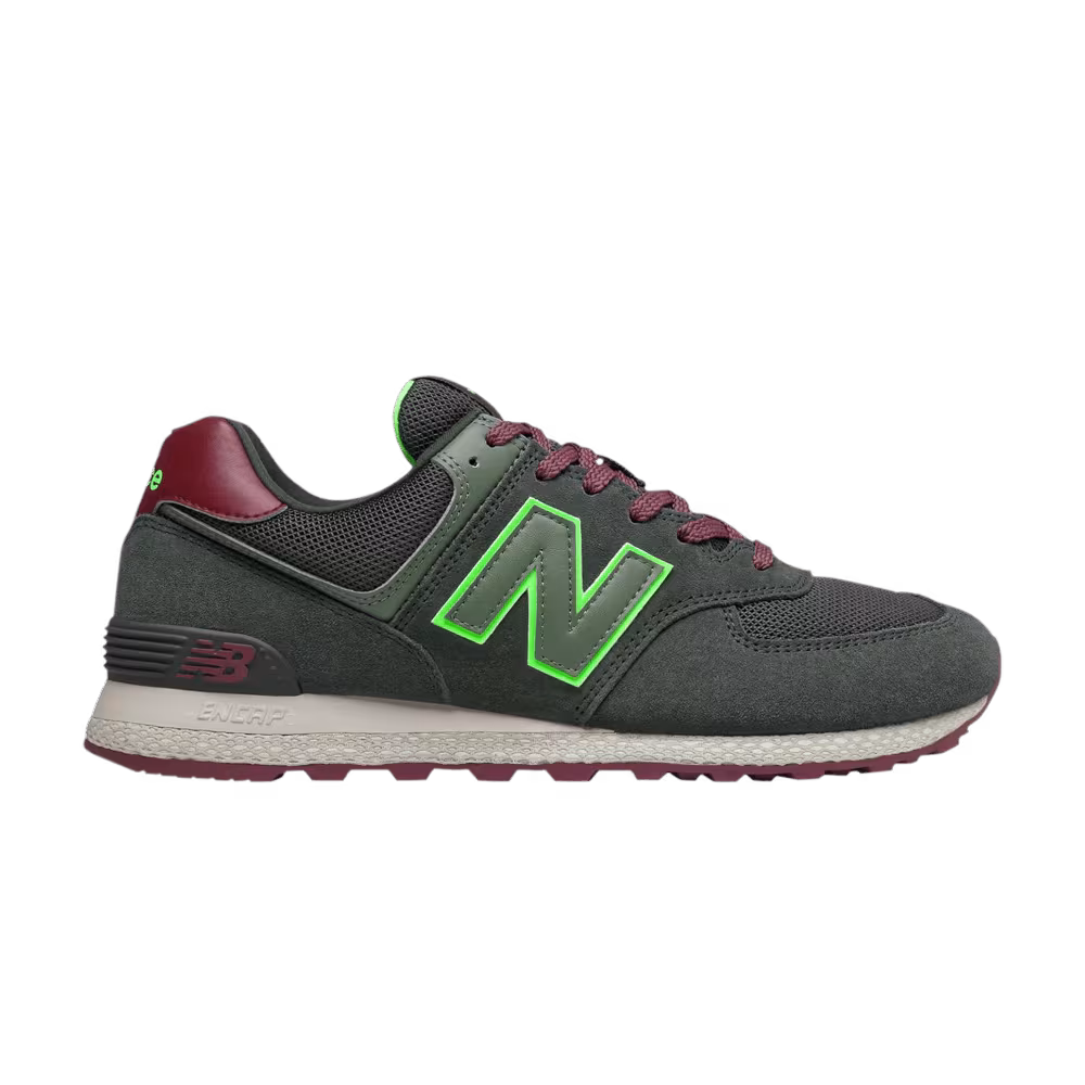 New Balance 574 Dark Olive Energy Lime