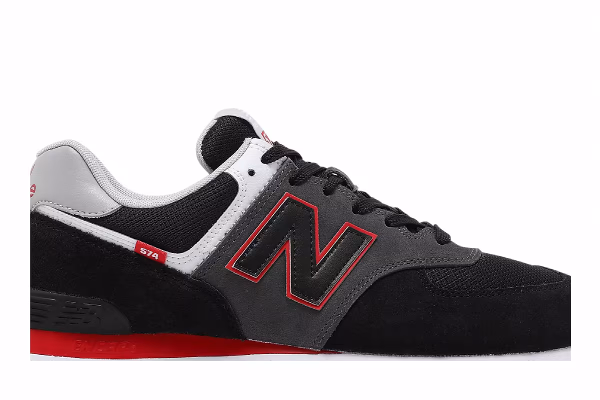 New Balance 574 Black Velocity Red, view 3