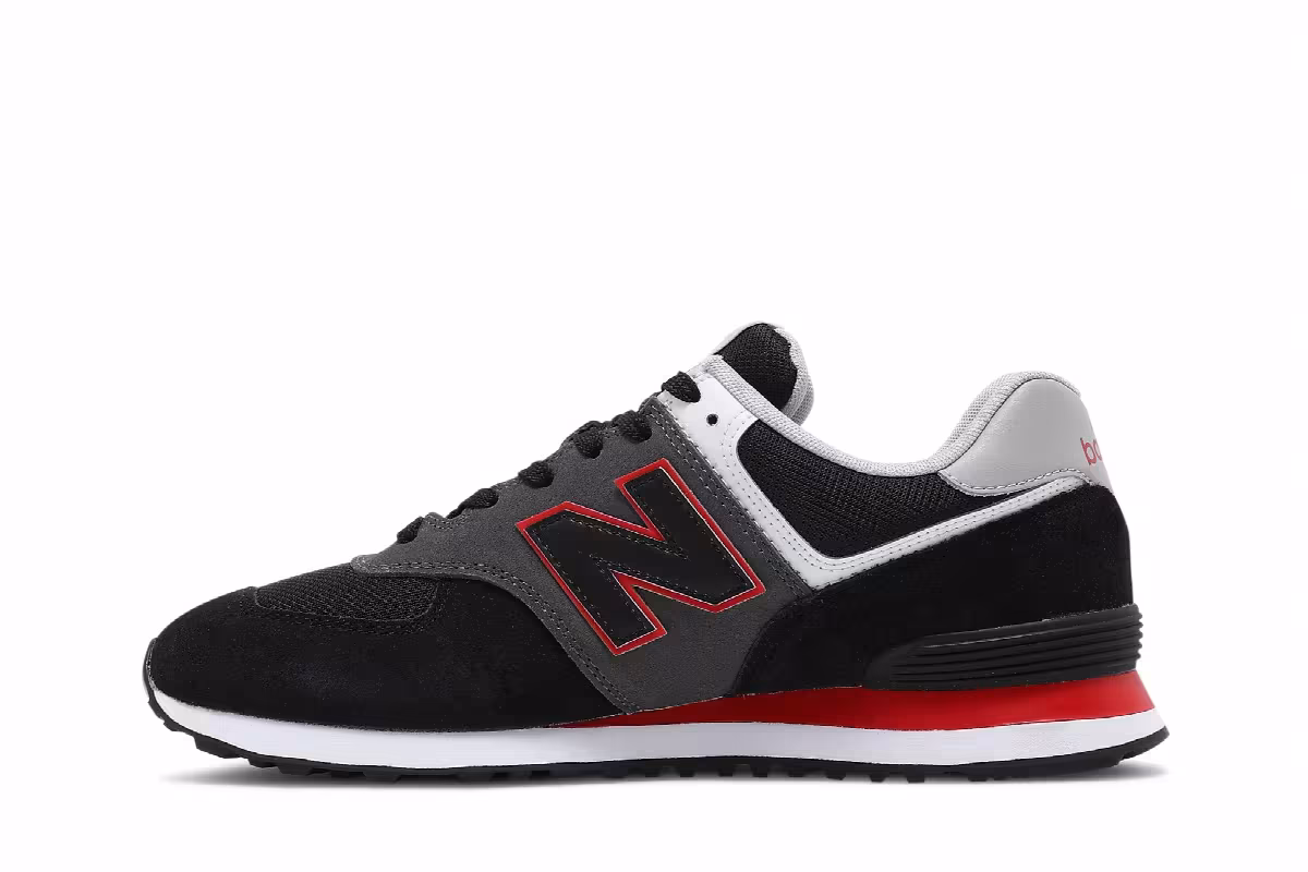 New Balance 574 Black Velocity Red, view 4