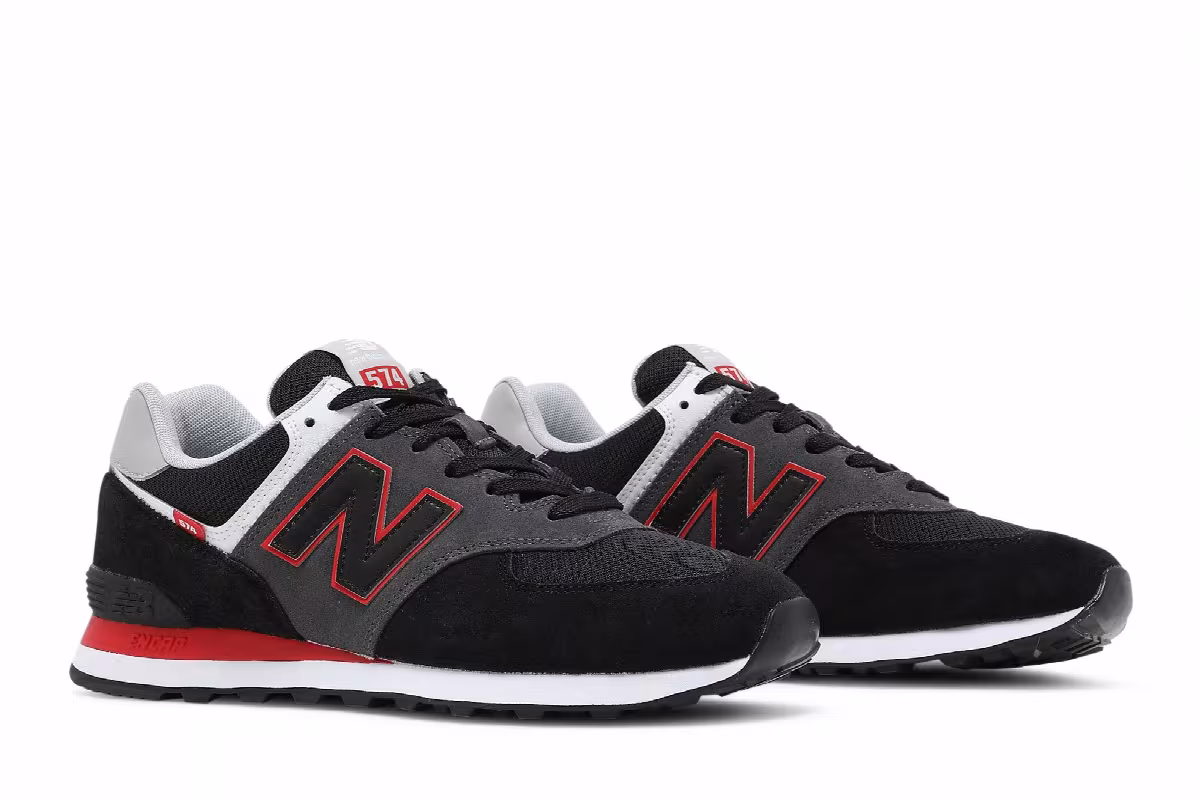 New Balance 574 Black Velocity Red, view 9