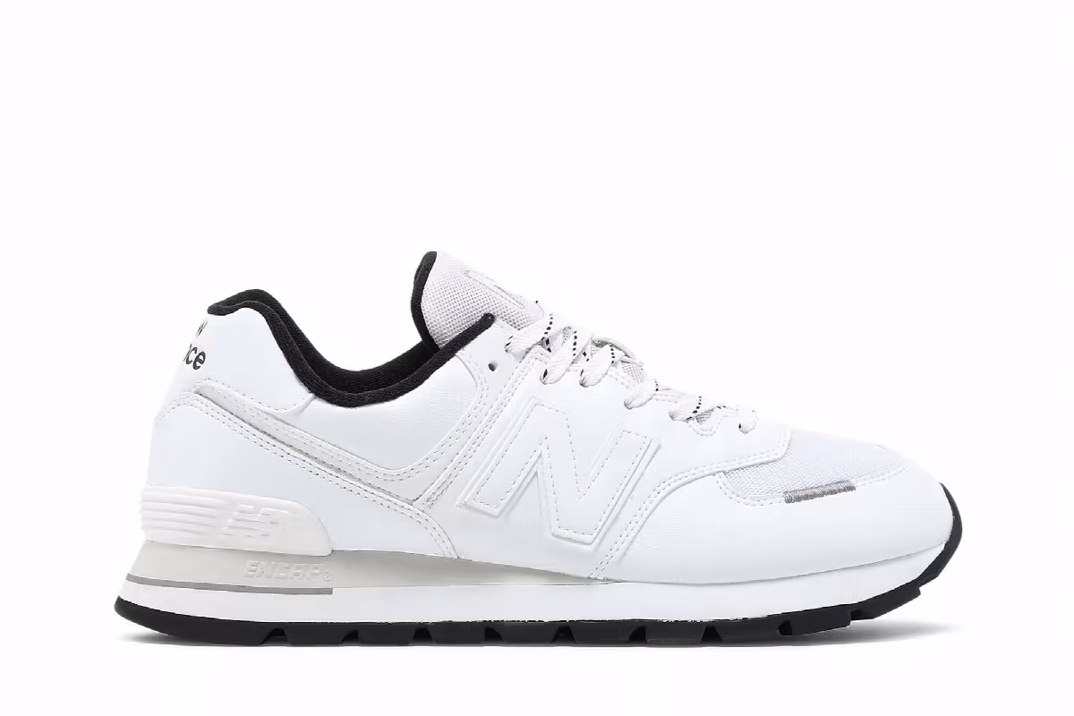 New Balance 574 Rugged White Black Leather, view 2