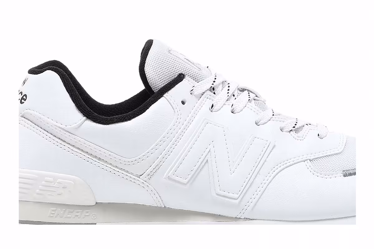 New Balance 574 Rugged White Black Leather, view 3