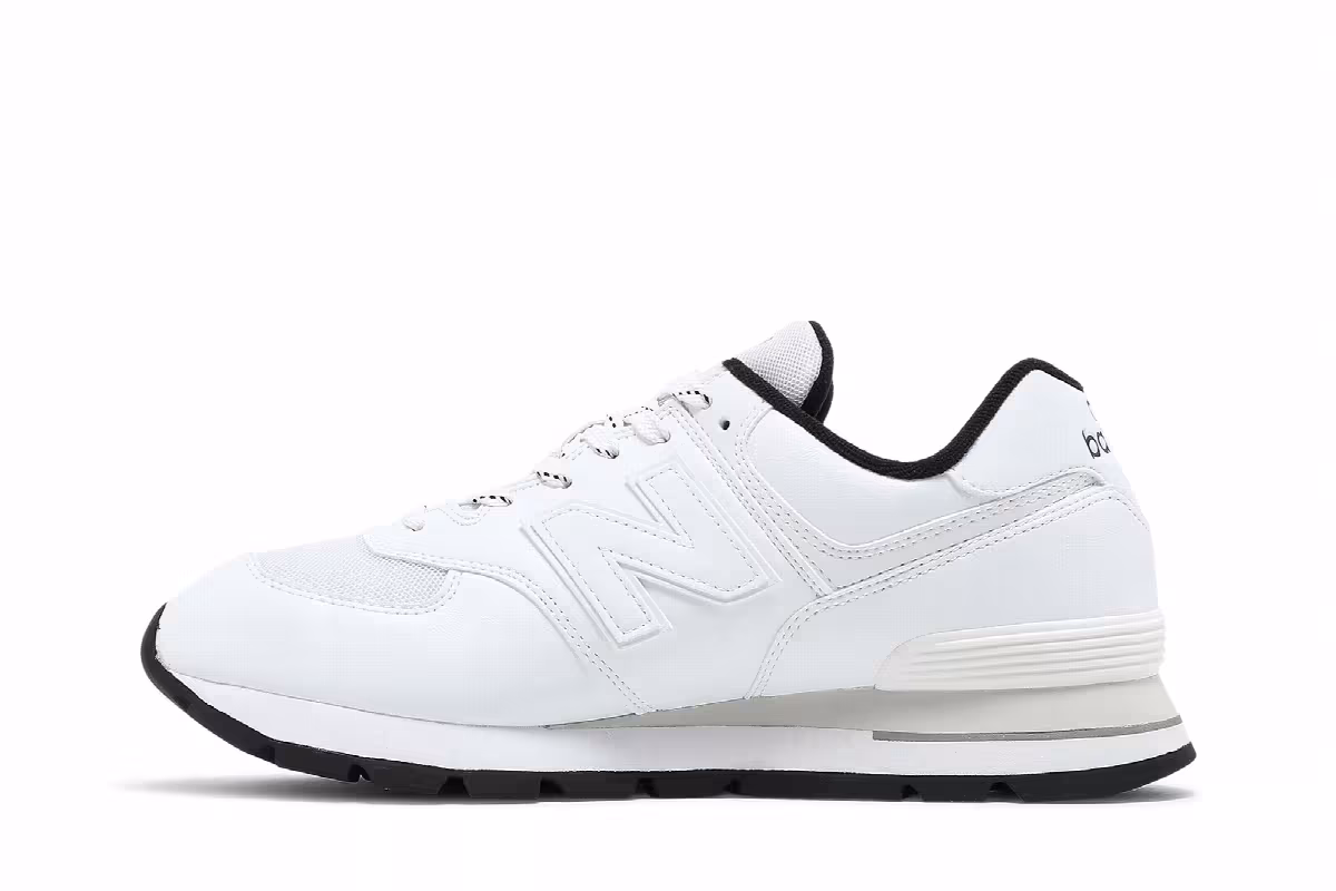 New Balance 574 Rugged White Black Leather, view 4