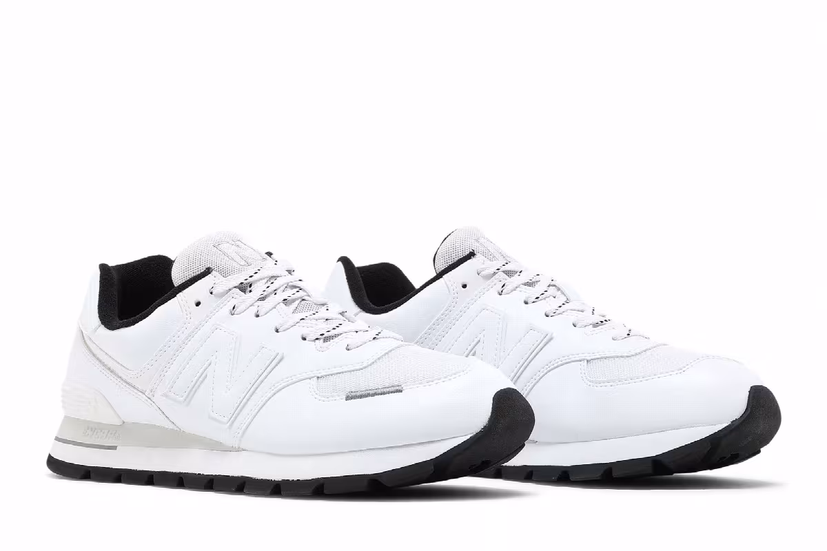 New Balance 574 Rugged White Black Leather, view 9