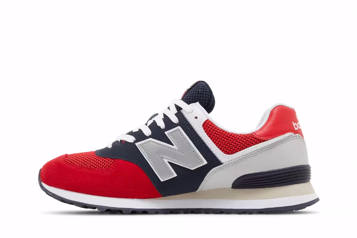 New Balance 574 Pebbled Sport Team Red, view 4