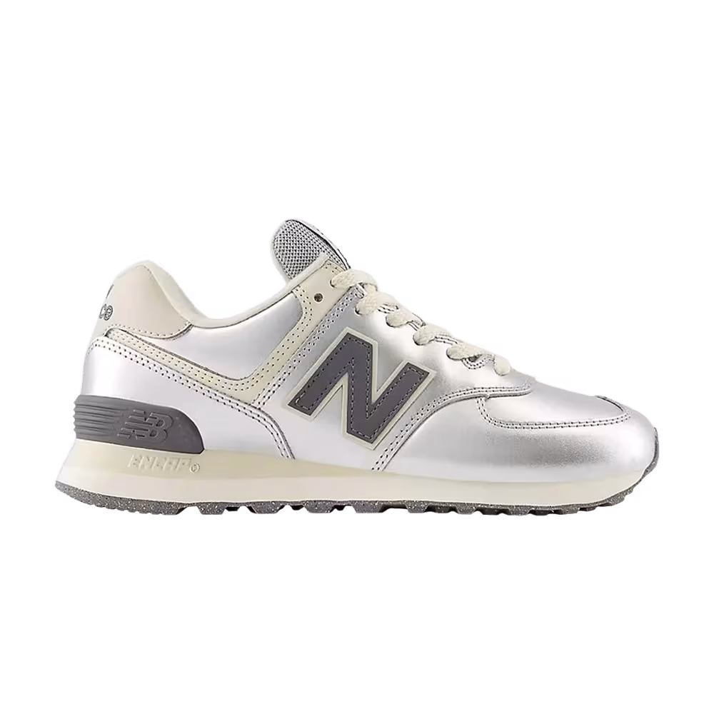 New Balance Women's 574 Metallic Silver Artic Grey
