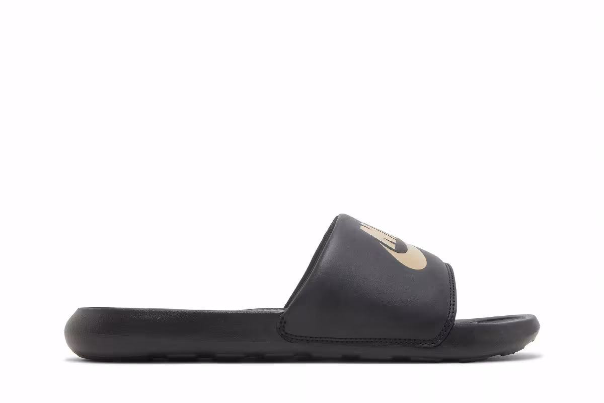 Nike Victori One Slide Black Metallic Gold, view 2