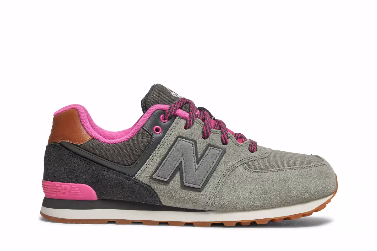 New Balance 574 Big Kid Collegiate Pack - Light Grey Pink, view 2