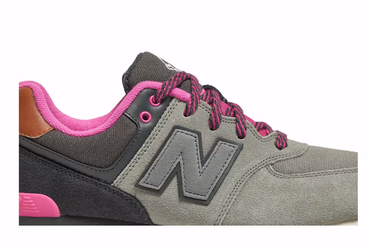 New Balance 574 Big Kid Collegiate Pack - Light Grey Pink, view 3