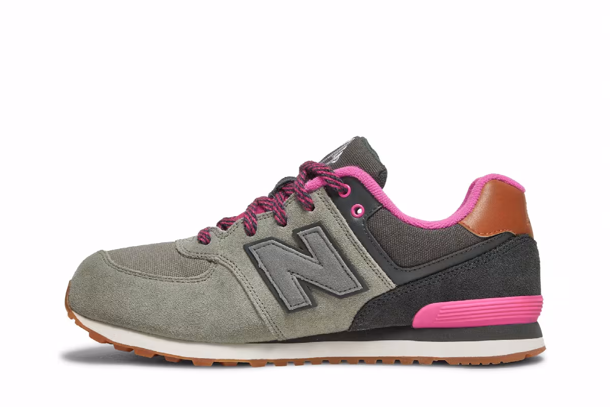 New Balance 574 Big Kid Collegiate Pack - Light Grey Pink, view 4