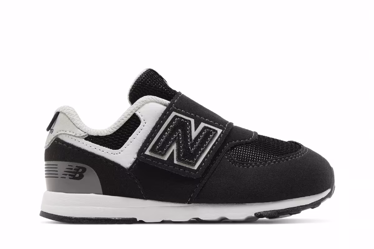 New Balance 574 New-B Hook & Loop Toddler Wide Black White, view 2