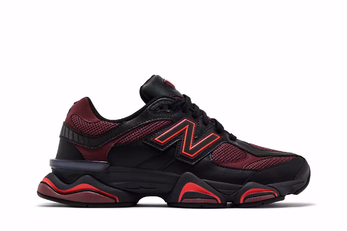 New Balance 9060 Black Washed Burgundy, view 2