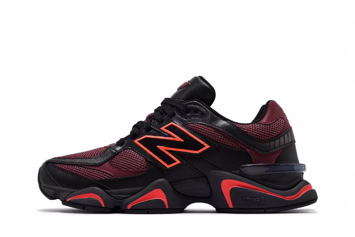 New Balance 9060 Black Washed Burgundy, view 4