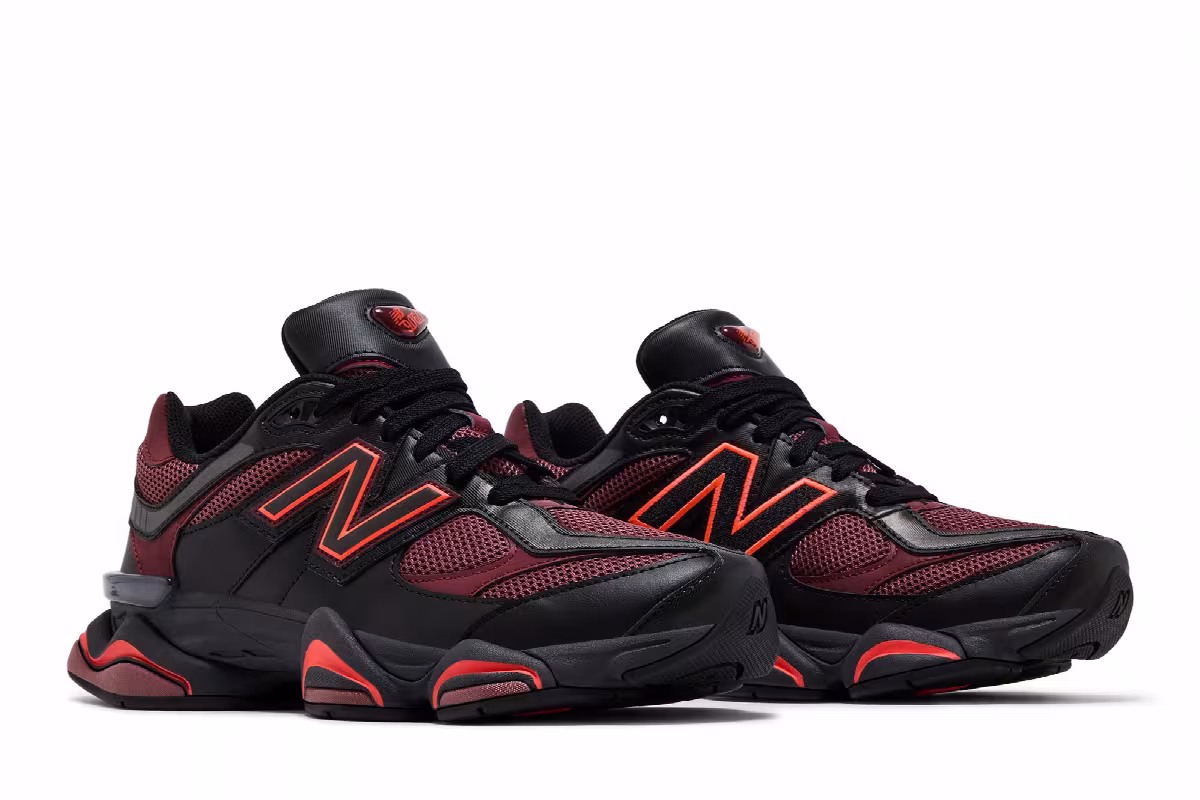 New Balance 9060 Black Washed Burgundy, view 9